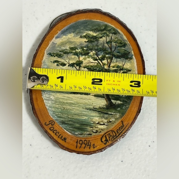VTG 1994 Hand Painted Wood Slice Poccua Signed ABDeed Ornament Souvenir - Picture 11 of 12